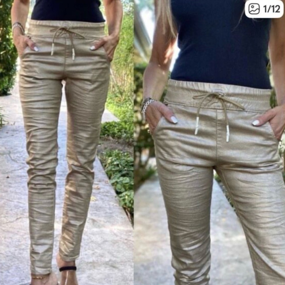 Bevy Flog Shely Pant Original Gold Metallic Grid